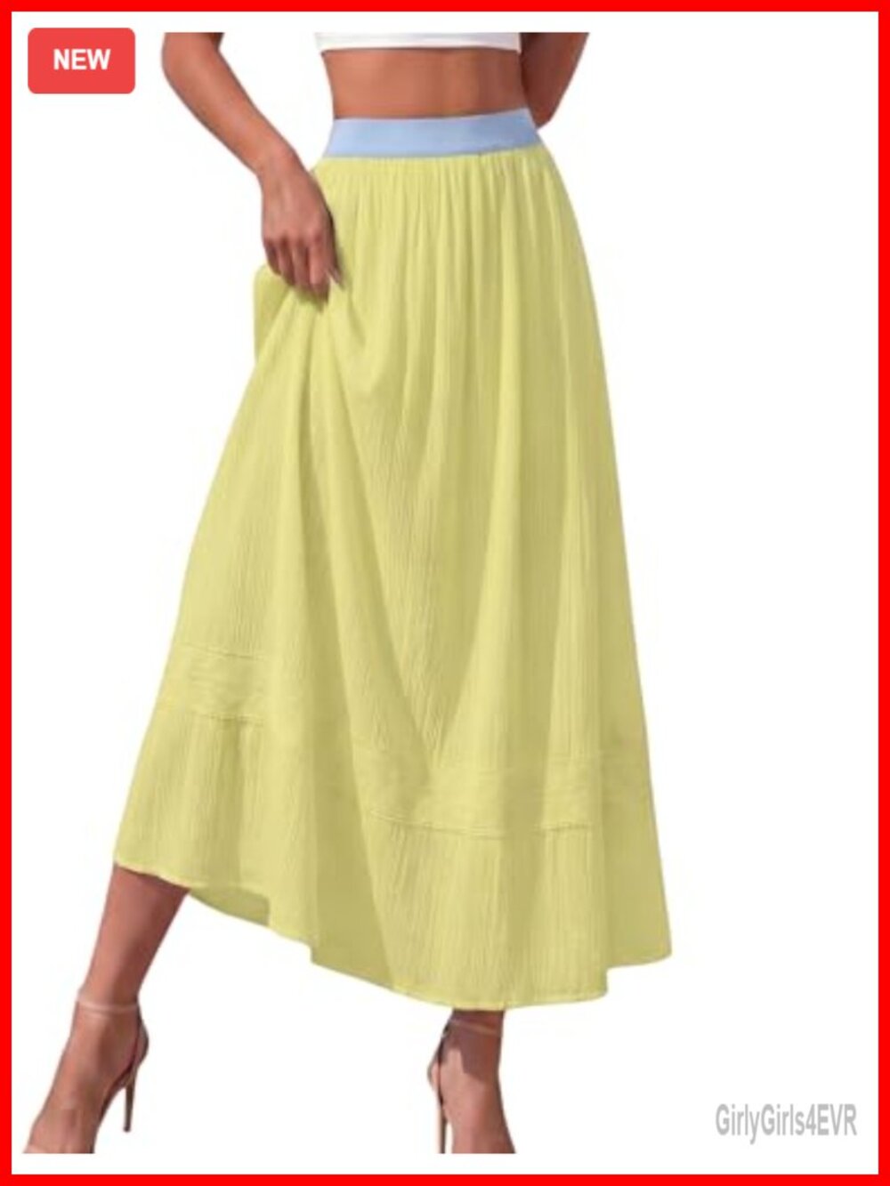 High Waisted A-Line Maxi Skirt with Pockets Flowy Long Skirt